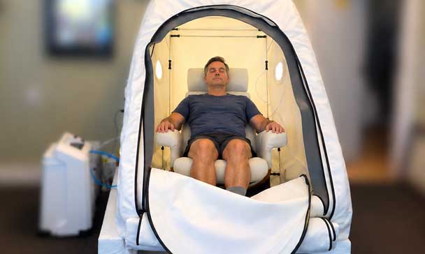 patient receiving hyperbaric oxygen therapy in Campbell